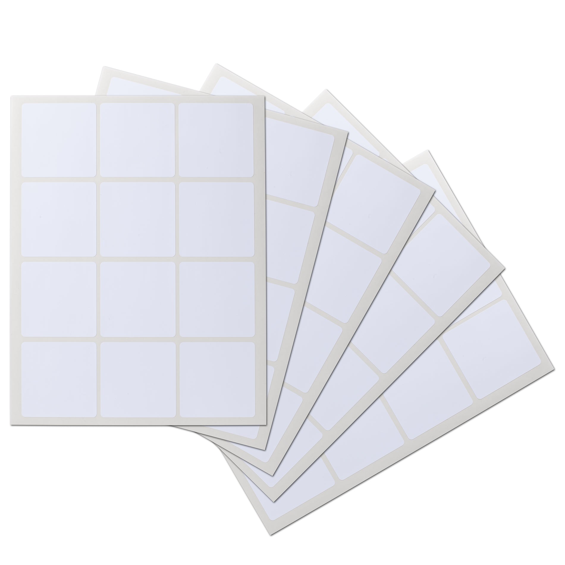 2.5 x 2.5 Square Waterproof Labels, Blank, White